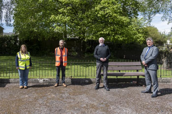•	Pictured at the William Morris Avenue site are, from left to right, Karen Jones (Managing Director of Home to Work), Adam Phillips (Community Officer for Home to Work), Hugh Branney (Copeland Borough Councillor) and Mike Starkie (Mayor of Copeland). 